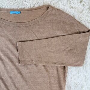 J.McLaughlin‎ Small Beige Linen Knit Top Women's Pullover 3/4 Sleeve Lightweight